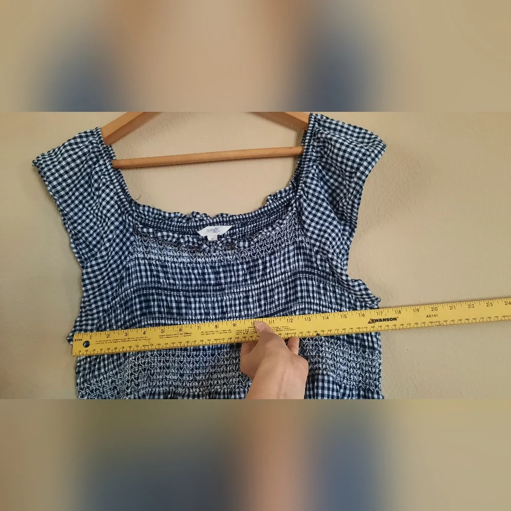 Gingham Ruched Smocked Dress Tiered Sundress - Picture 4 of 7